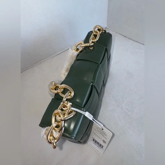 New Urban Expressions Dark Hunter Green Woven Shoulder Women’s Bag Purse-NWT - Picture 10 of 14